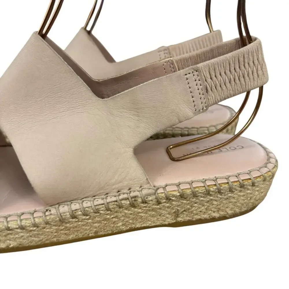Cole Haan Womens Espadrille Sandals Slingback Pink Shoes Wide Strap Leather 9 B